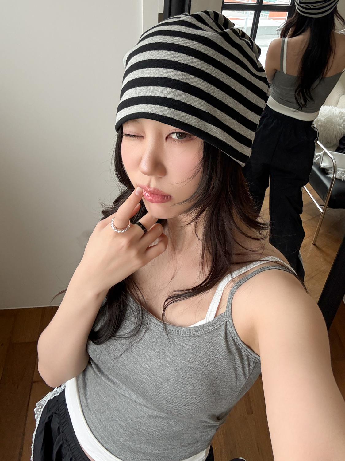 [❤당일출고❤] 롱롱 줄무늬 스트라이프 비니 모자 3color 상세 이미지 9
