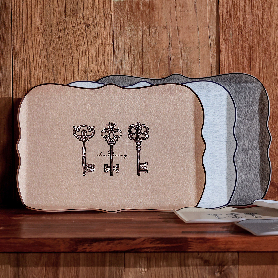 엘라다이닝 논슬립 핸드메이드 쟁반 앤티크 열쇠 아크릴 트레이