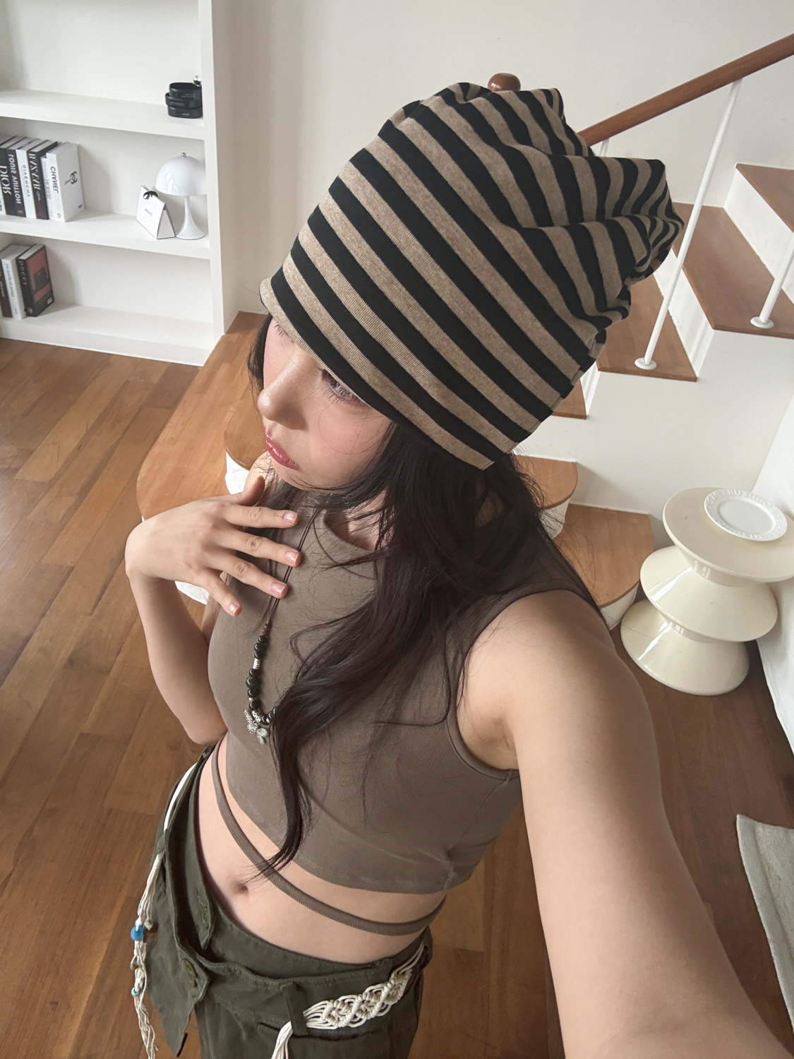 [❤당일출고❤] 롱롱 줄무늬 스트라이프 비니 모자 3color 상세 이미지 16