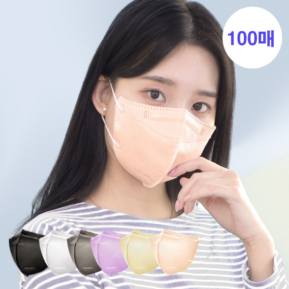 메디케이알 데일리핏 새부리형 KF94 대형 100매 컬러 황사마스크