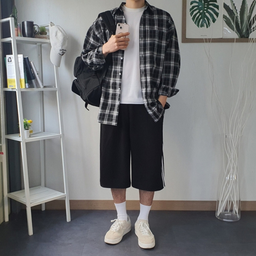 남자 트랙 사이드핀턱 7부 버뮤다팬츠 와이드 벌룬 헬스반바지 스웻팬츠 상세 이미지 65