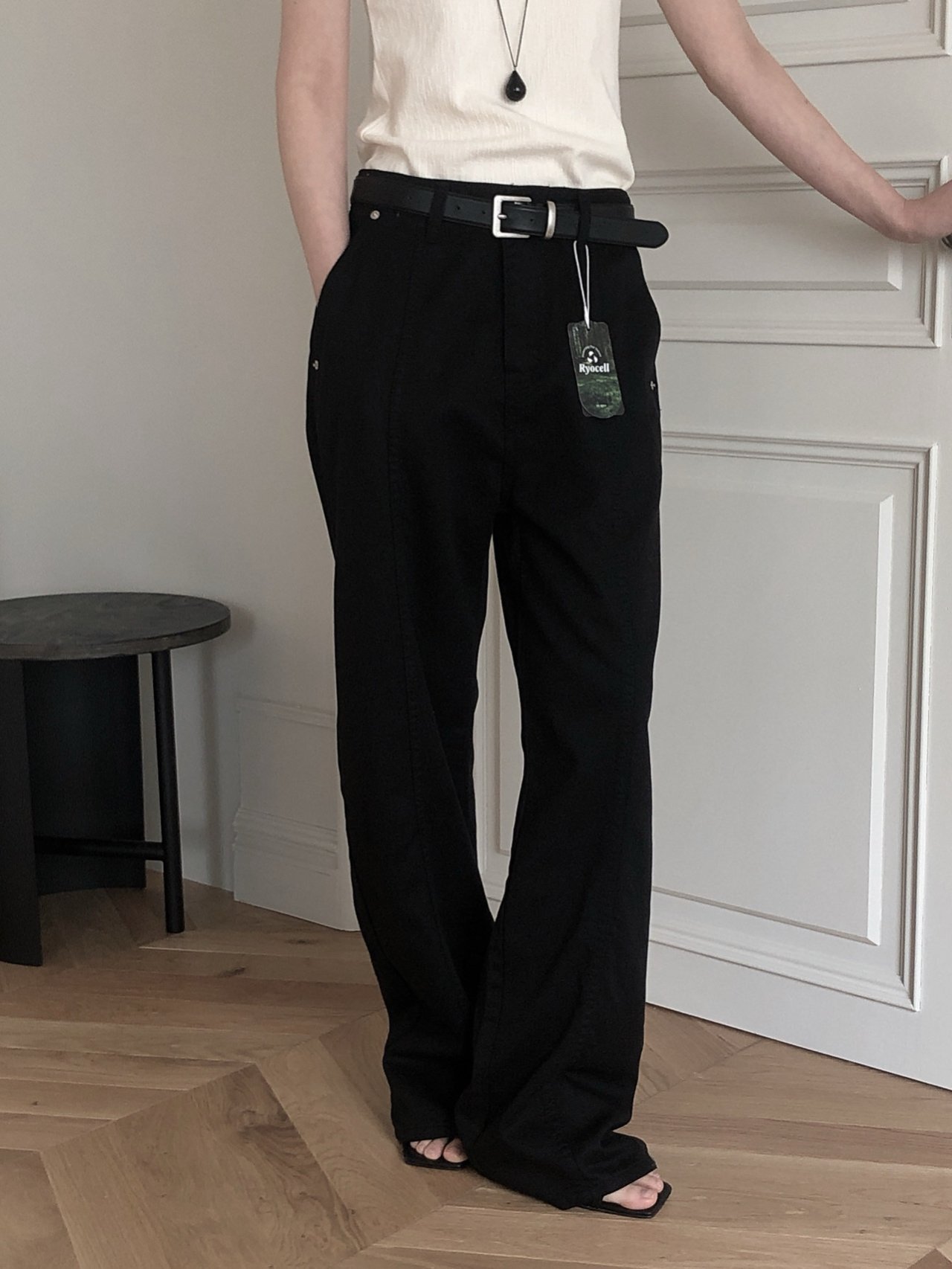 Le Butter 르버터 써머 절개 진 코튼 데님 팬츠 일자 와이드 데일리 바지 상세 이미지 15