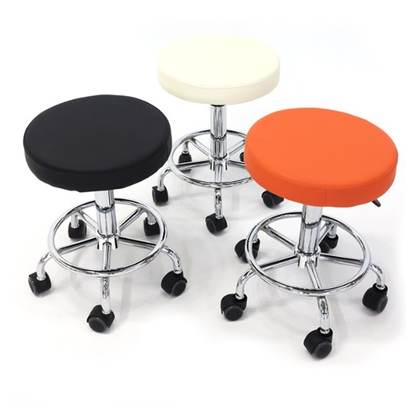 등받이없는 동그란 진료 의자 바퀴 달린 스툴 높은 스툴 - 상품 이미지