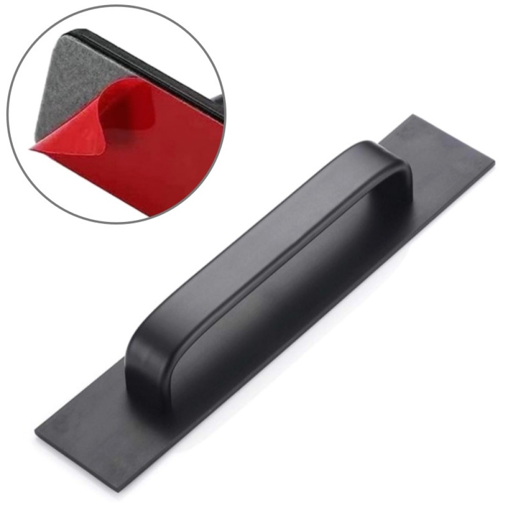 무타공 문손잡이 블랙 200mm 베란다 샷시 미닫이문 중문 싱크대 부착 손잡이