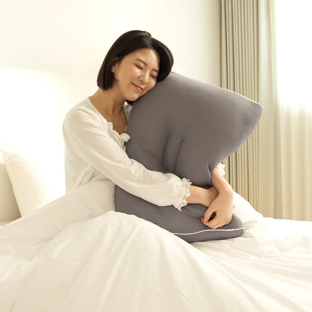 세탁 건조기 가능한 허그넥 빨아쓰는 실리콘 경추 베개 거북목 일자목 목디스크 그레이