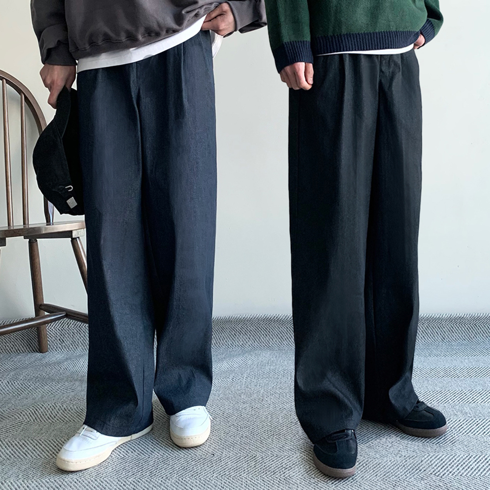 1+1 남자생지데님 남자와이드청바지 진청바지 블랙진 - 상품 이미지