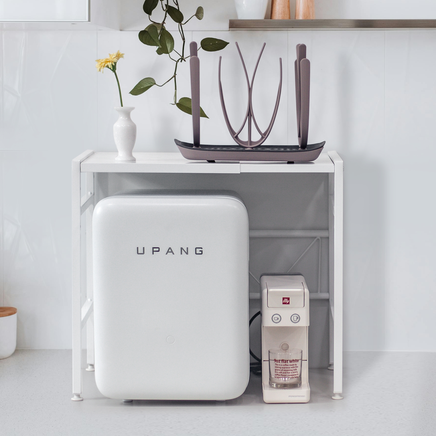 렌지대 전자레인지 거치대 전자레인지선반 오븐장 맘마존 홈카페 밥솥다이 화이트 후크포함