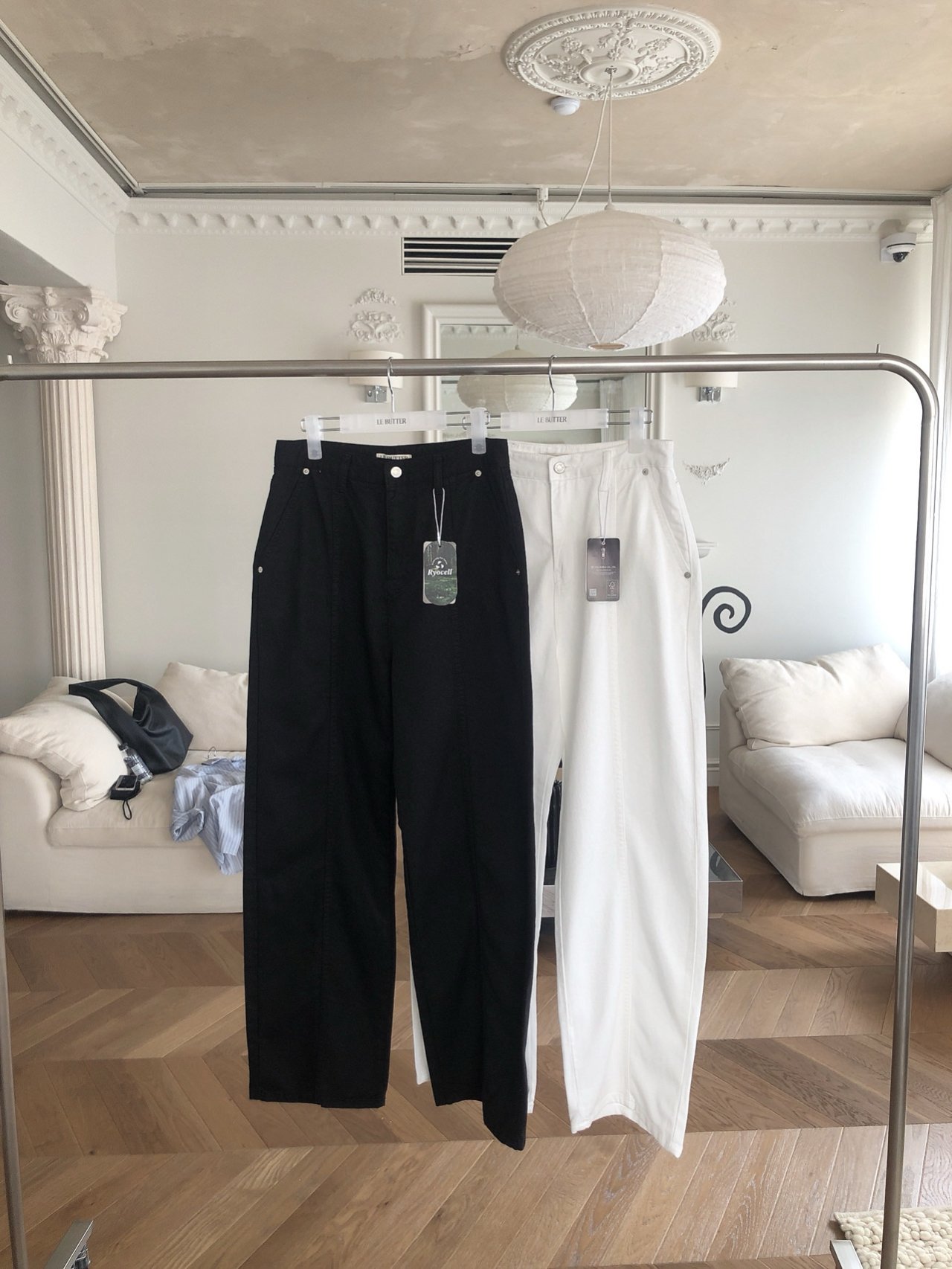 Le Butter 르버터 써머 절개 진 코튼 데님 팬츠 일자 와이드 데일리 바지 상세 이미지 24