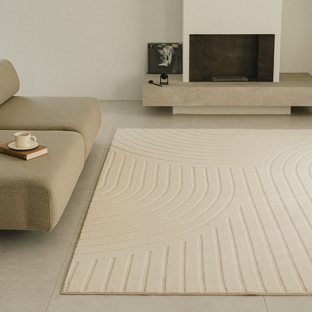 젠 카빙 하이로우 워셔블 단모 거실 러그 100x140cm