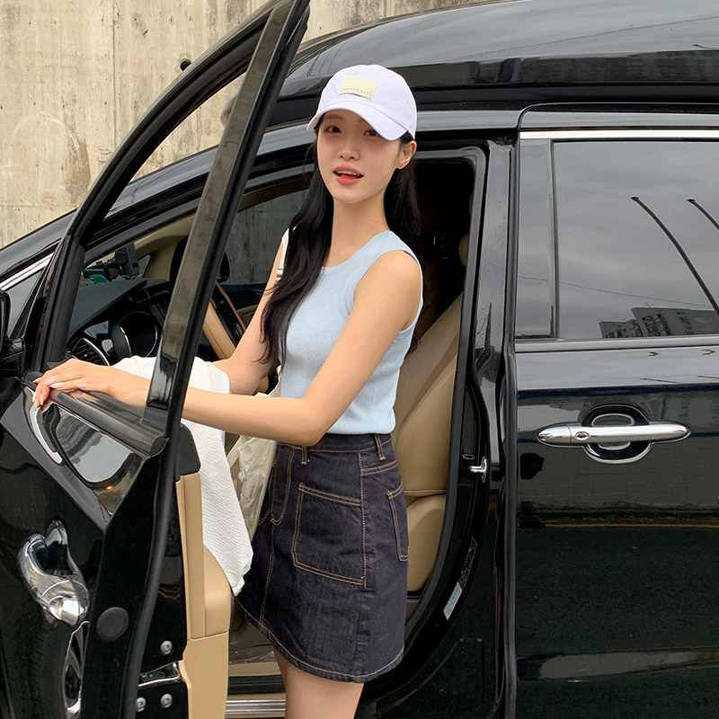 루틴 논페이드 생지 데님 미니 스커트 sk7221 - 상세 이미지 4