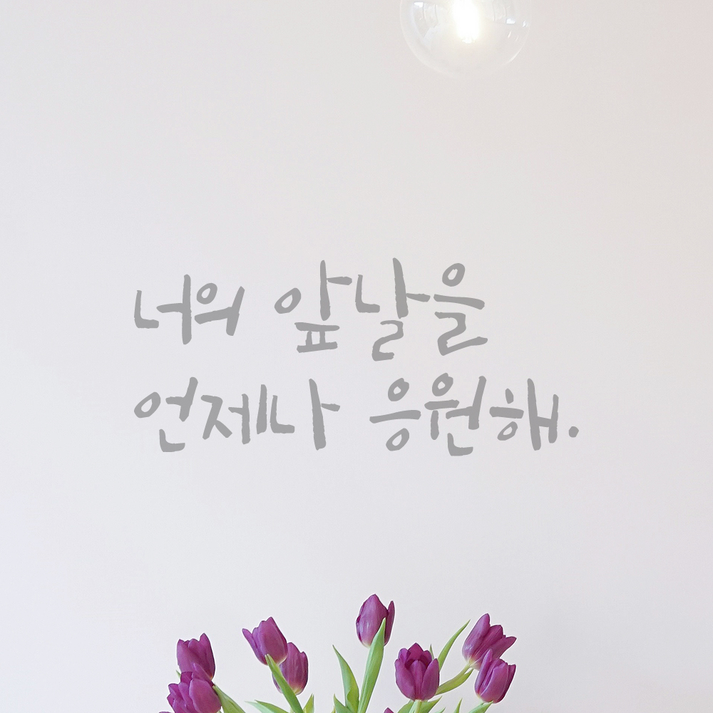 캘리그라피 레터링 스티커 너의 앞날을 언제나 응원해 검정S 이미지 7