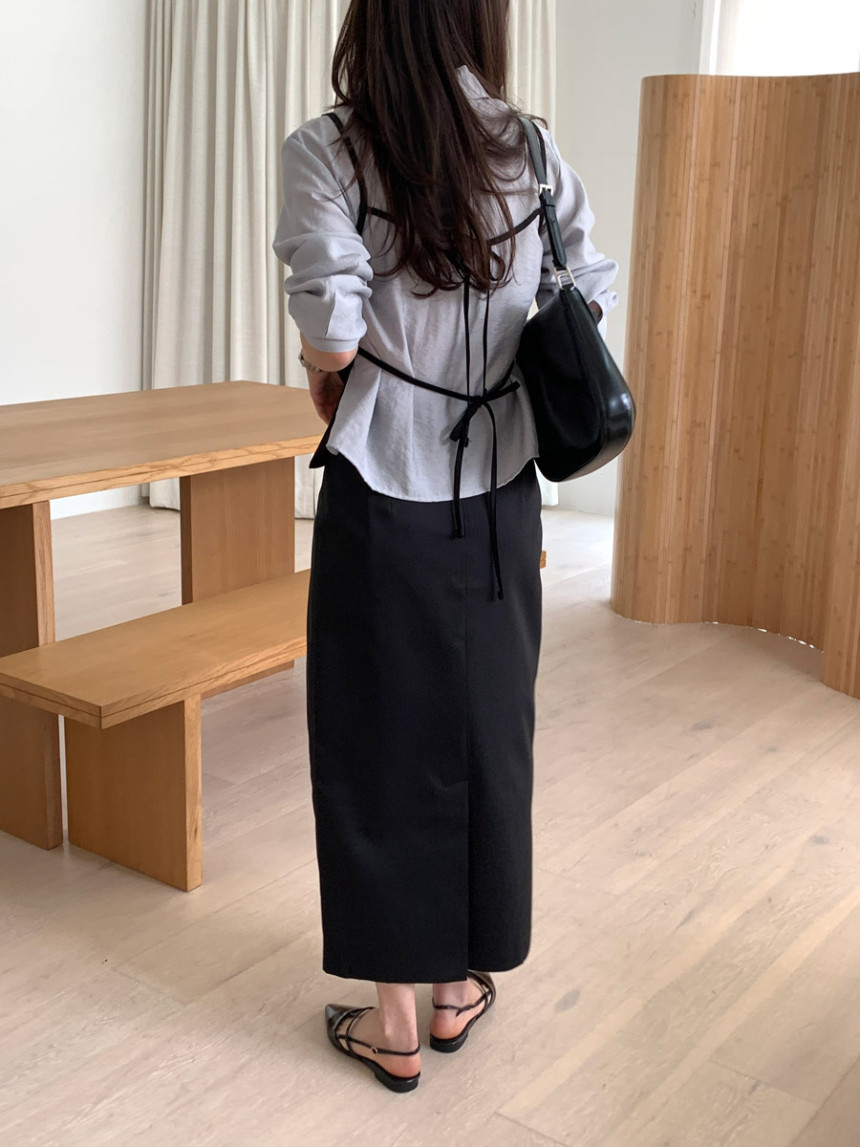 타티아 언발 투핀턱 백슬릿 H라인 롱 스커트 2color 상세 이미지 51