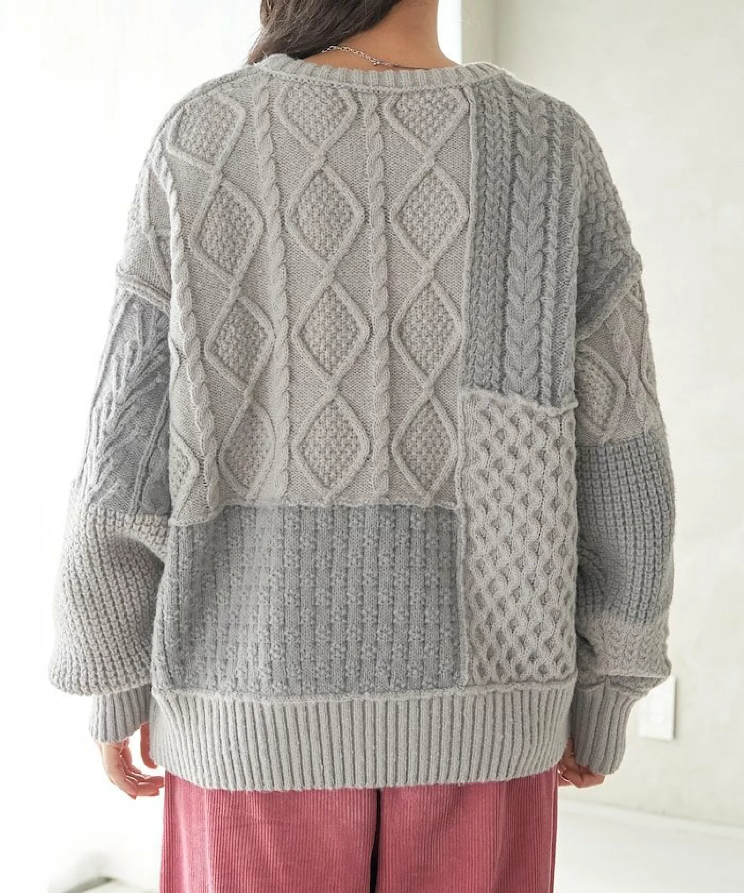 프릭스스토어 FREAKS STORE 케이블 패치워크 니트 풀오버 24FW 3컬러 이미지 7