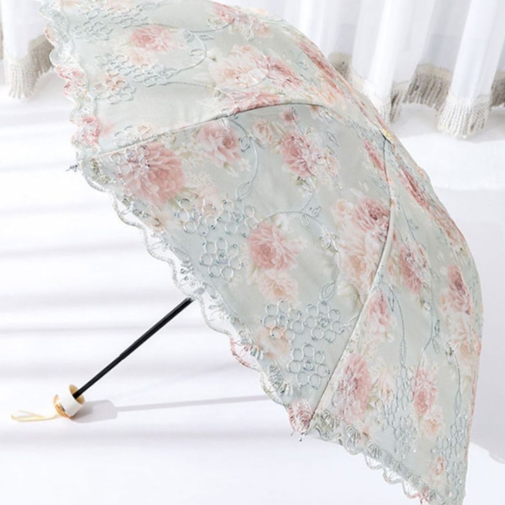 장미양산 선블럭양산 레이스 햇빛차단 UPF50+ 자수