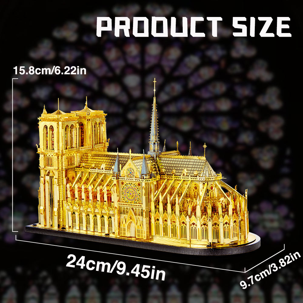 피스쿨 3D 메탈퍼즐 입체퍼즐 노트르담 스페셜 빅사이즈 랜드마크 모형 DIY 조립 키트 - 상세 이미지 5
