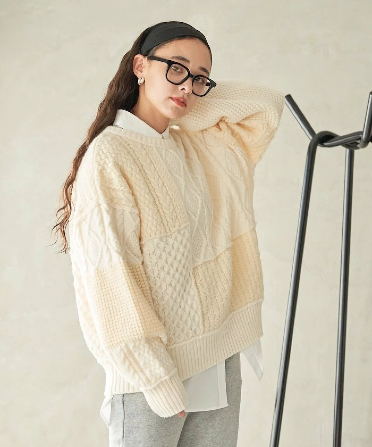프릭스스토어 FREAKS STORE 케이블 패치워크 니트 풀오버 24FW 3컬러 - 상세 이미지 5
