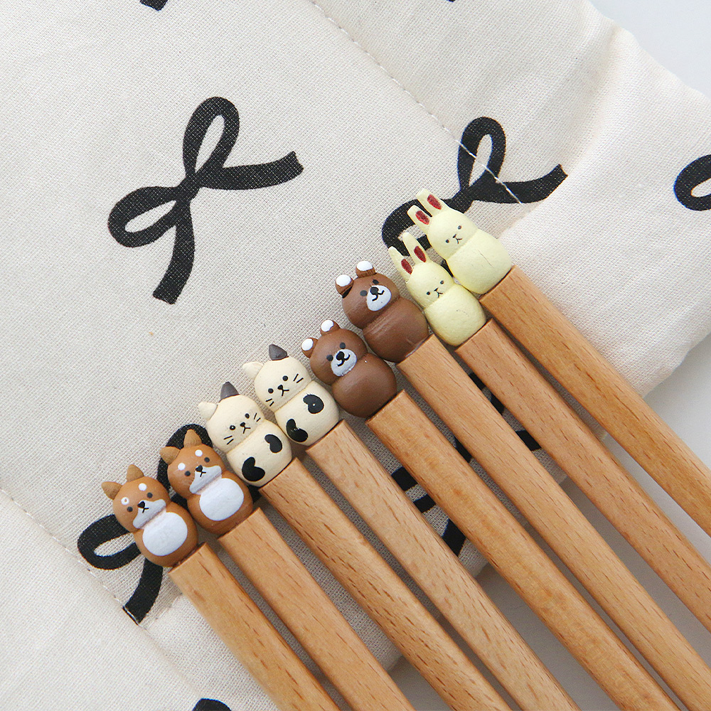 귀여운 동물장식 캐릭터젓가락 일본 나무젓가락 어린이젓가락