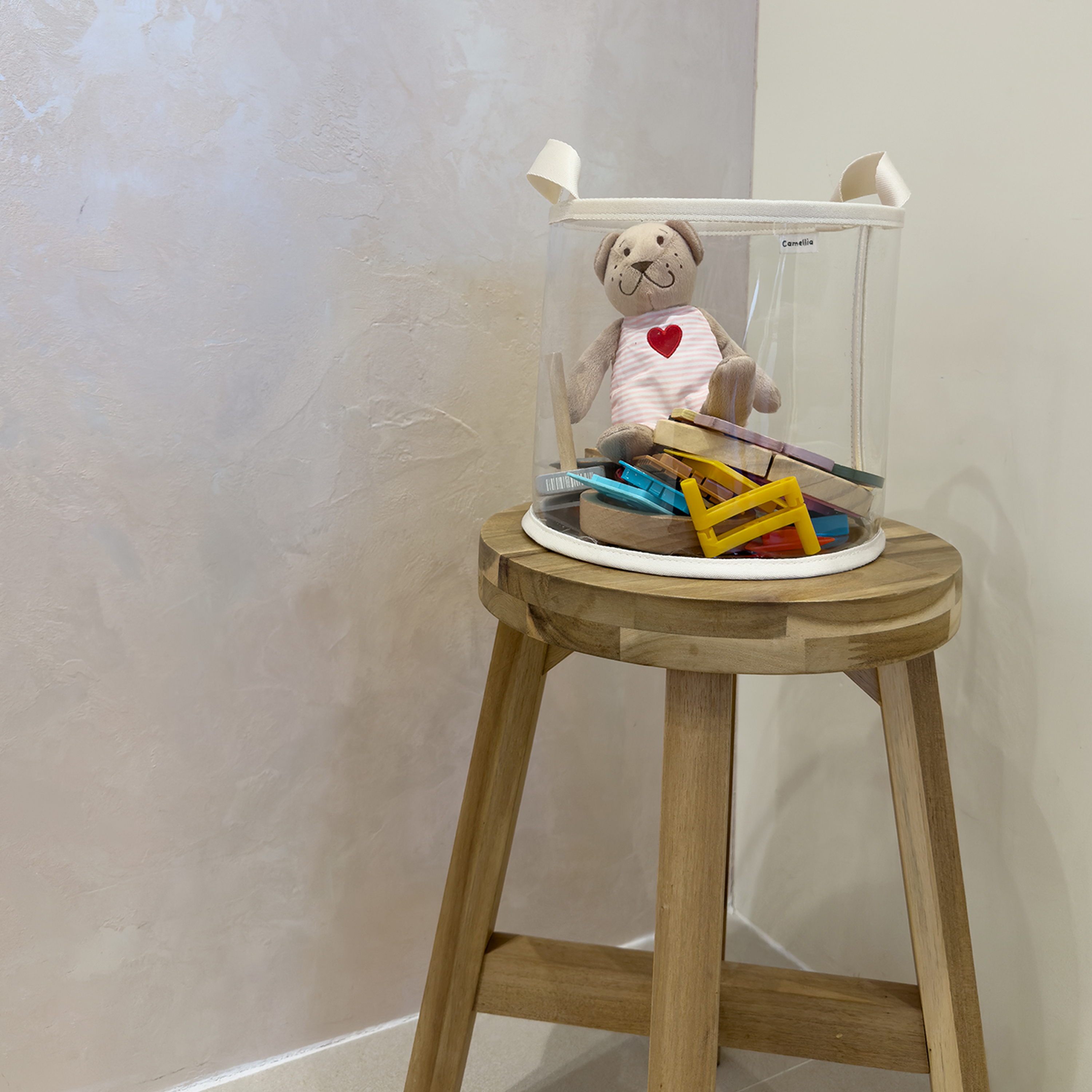 국산 투명 원형 장난감정리함 레고정리 토이박스 장난감바구니 중