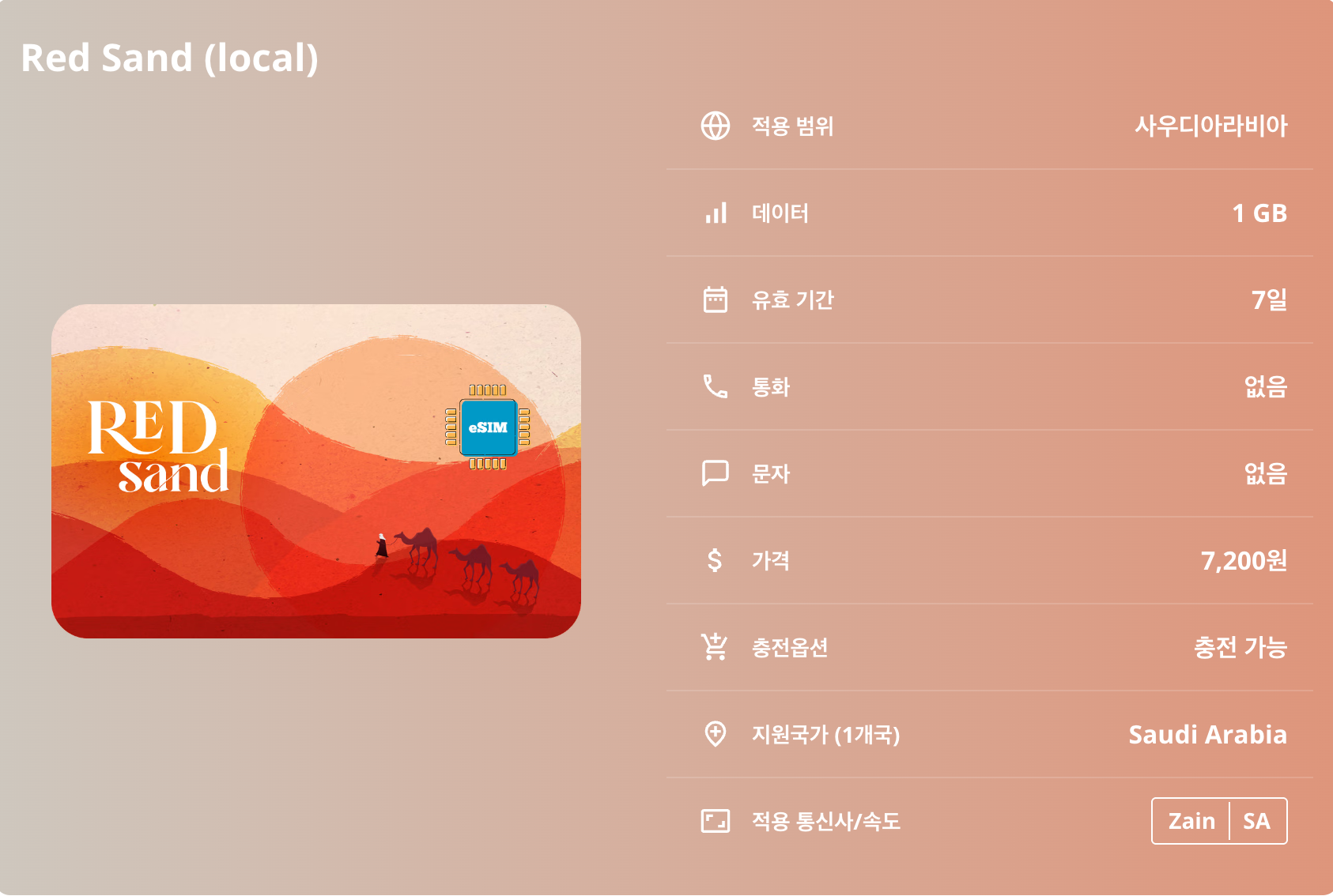 사우디아라비아 로컬망 이심 eSIM Zain 5G 리야드 메카 메디나 제다 담맘 네옴 알울라 루브알할리 사막 아시르 국립공원 이심통 - 상세 이미지 5