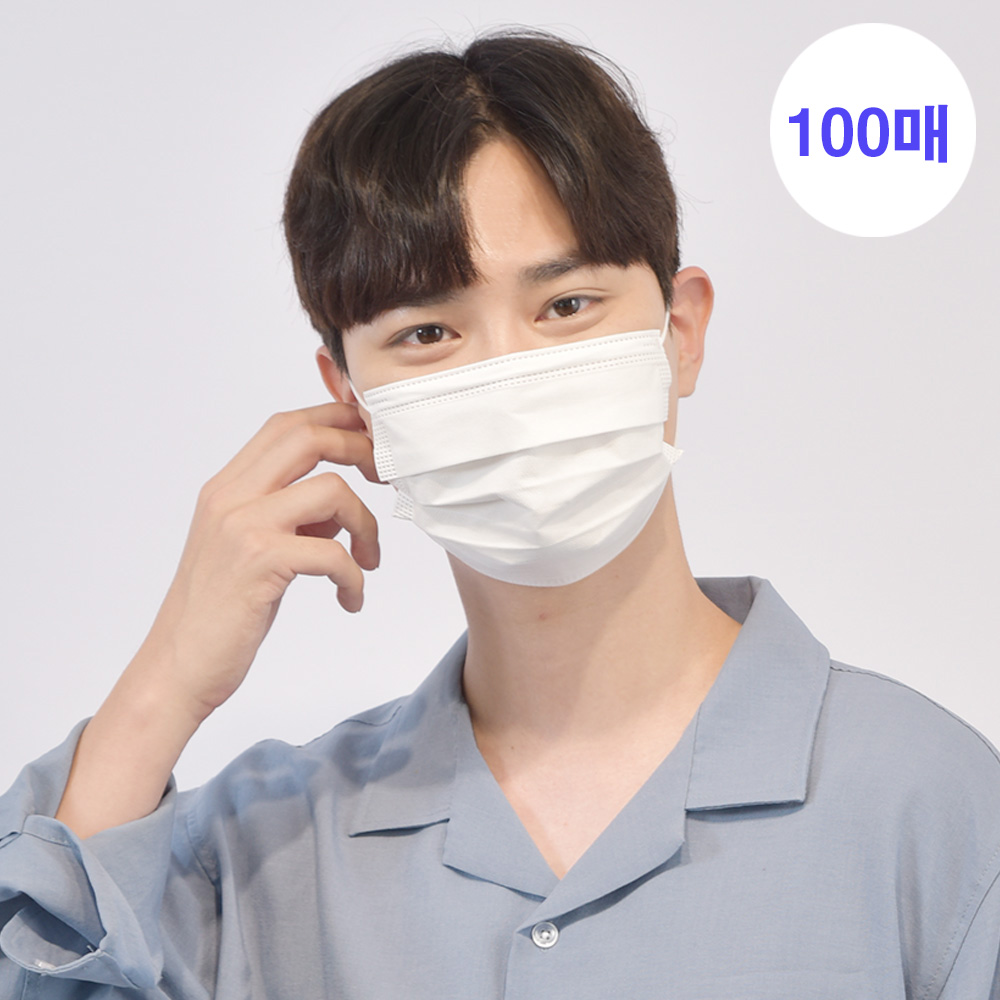 메디케이알 베이직핏 덴탈마스크 KF-AD 100매 컬러 황사 마스크 백설기