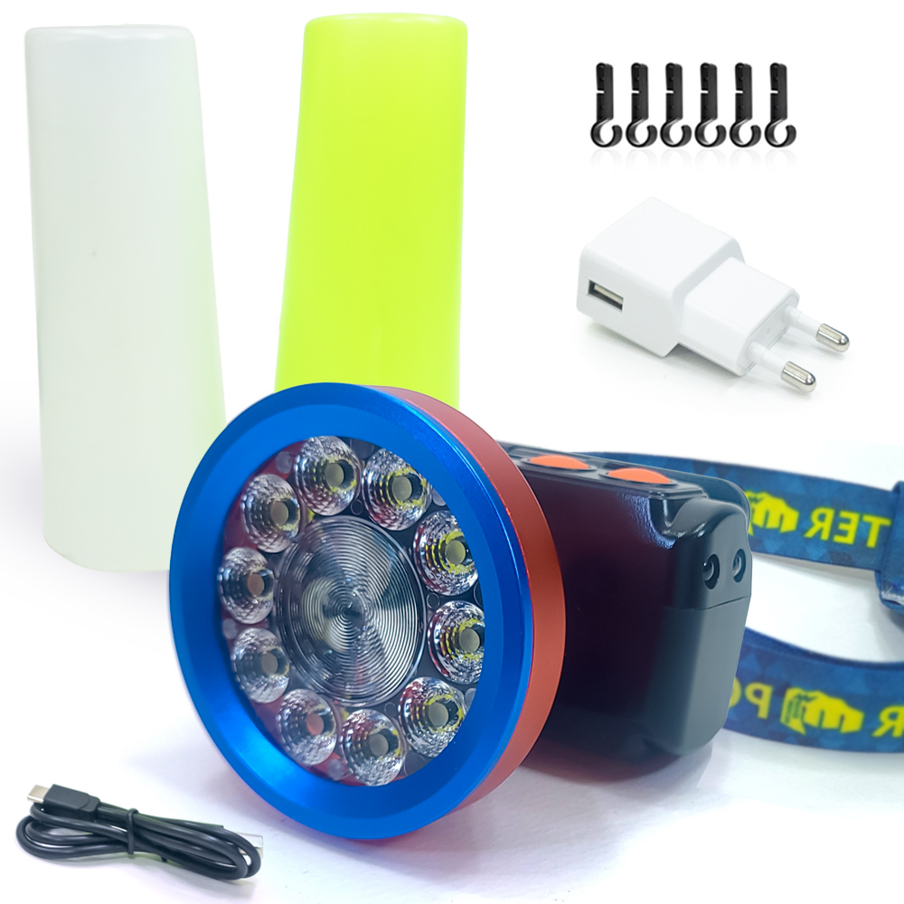 몬스터파워 브라이트 11구 헤드랜턴 LED 랜턴 줌 충전식 써치라이트 안전모