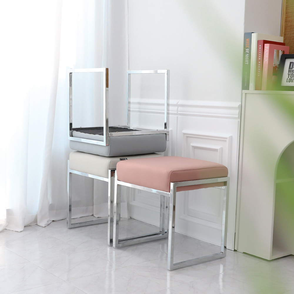 클레타 실버 민트 인테리어 디자인 화장대 다용도 스툴의자