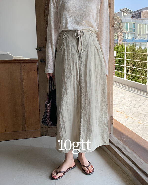 [자체제작] 리우 아노락 나일론 밴딩 롱 스커트 SK038 이미지 2