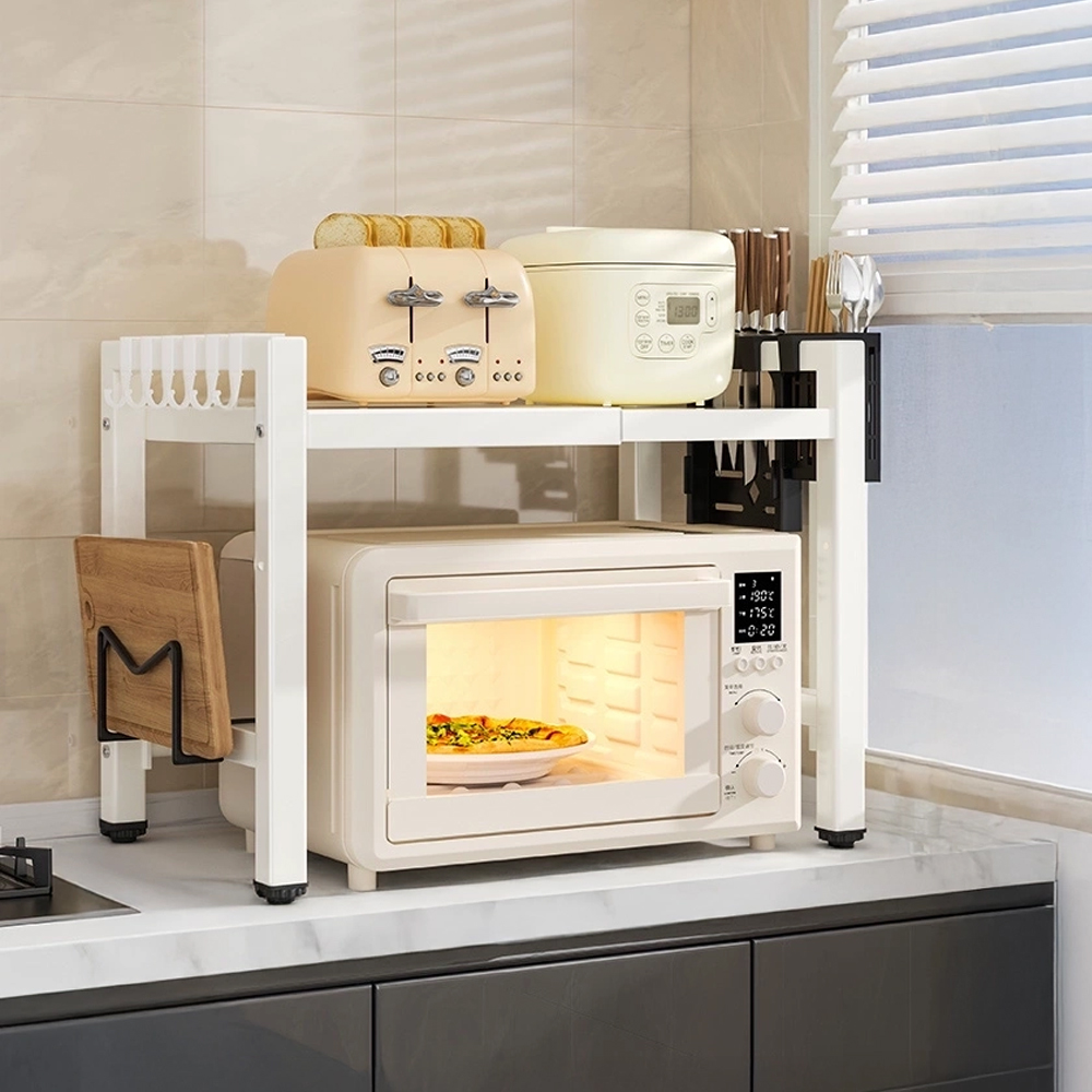 인트홈 높이 길이 조절 전자레인지 선반 주방 거치대 400x450x365, 2단, 화이트