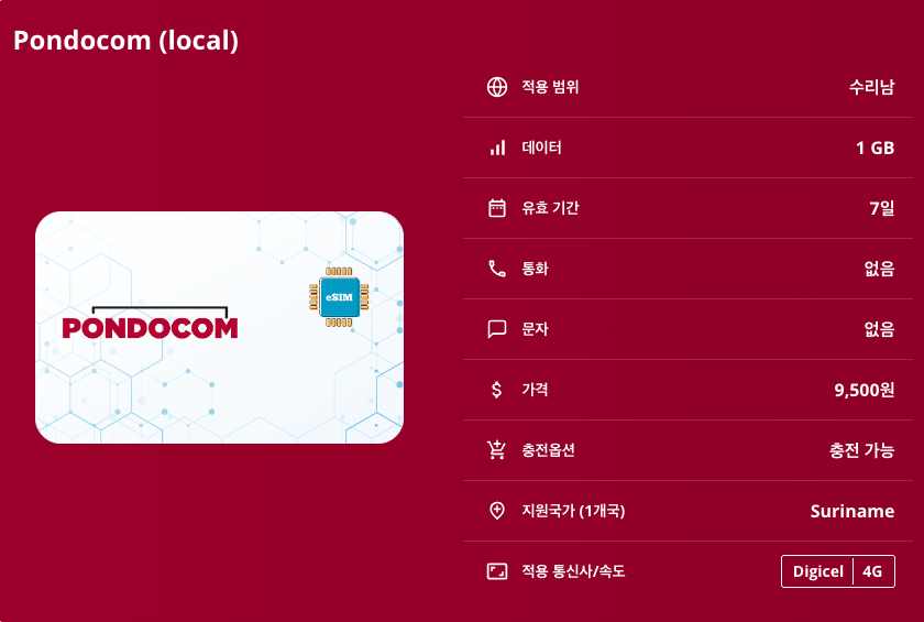 수리남 로컬망 이심 eSIM Digicel 파라마리보 니커리 브로코폰도 중앙 수리남 자연보호구역 갈리비 보호구역 브로코폰도 저수지 이심통 - 상세 이미지 5