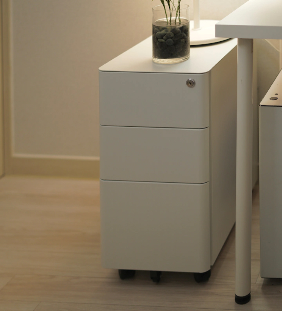 올즈 큐브 3단 프리미엄 스틸 슬림 캐비넷 화이트