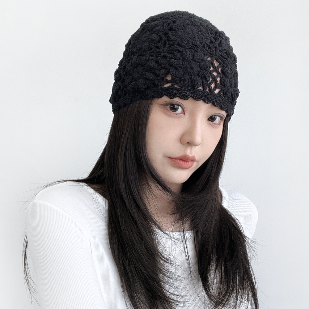 니지 플라워 펀칭 크로셰 여성 봄 여름 그물 니트 숏비니