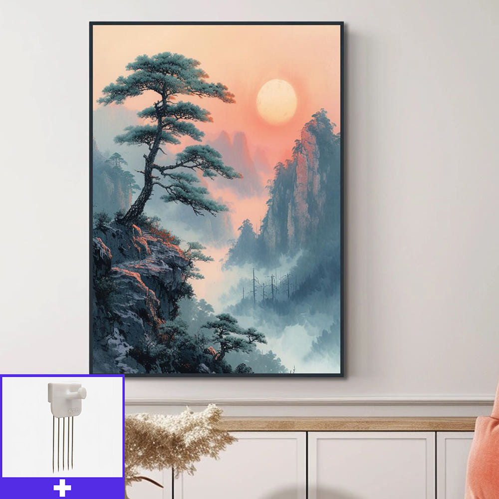 노을 소나무 A3 29.7X42cm 무광블랙 알루미늄액자 소나무그림 - 상품 이미지