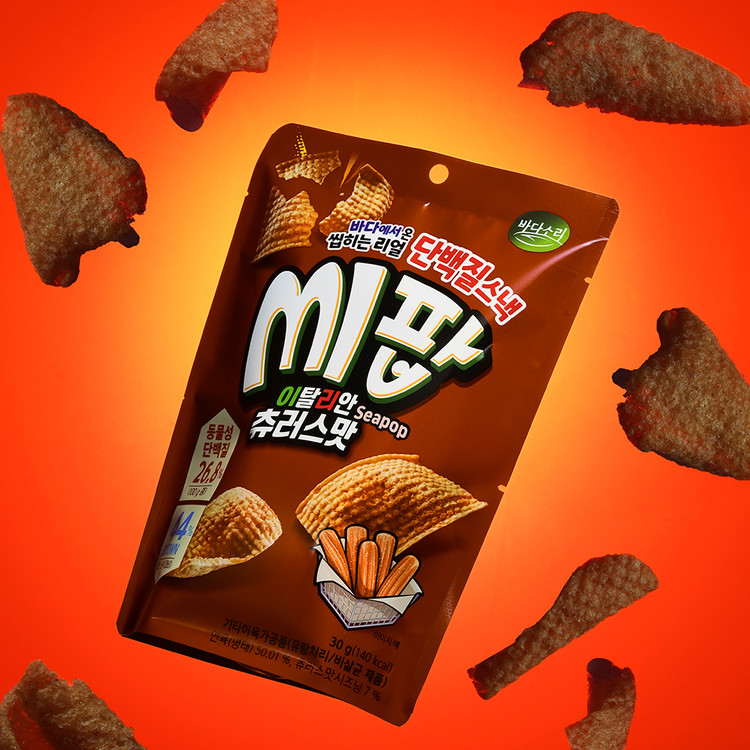 바다소리 단백질칩 씨팝 30g (츄러스/버터구이오징어) 맛있는 단백질 스낵 2봉+2봉