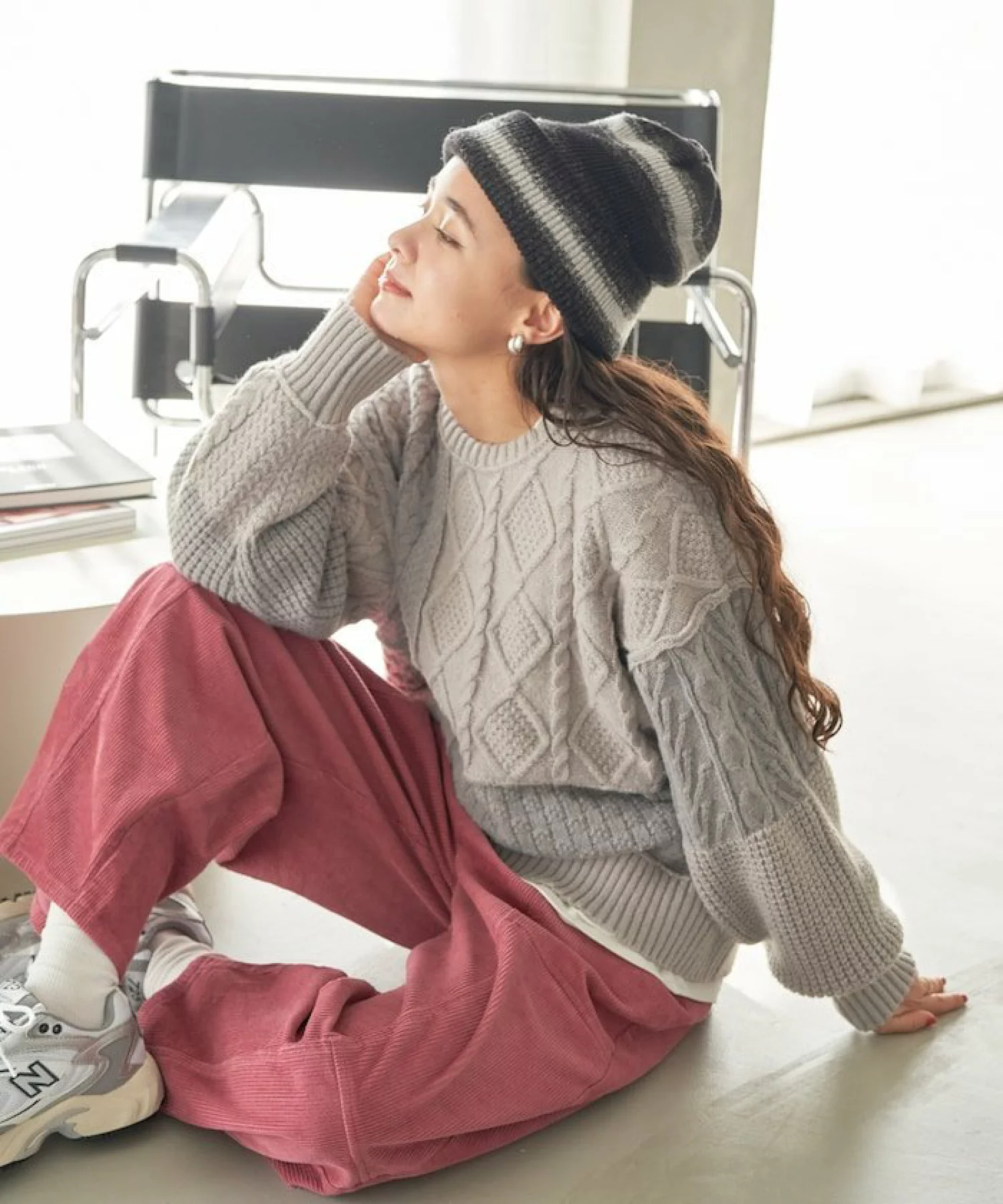프릭스스토어 FREAKS STORE 케이블 패치워크 니트 풀오버 24FW 3컬러 - 상세 이미지 4