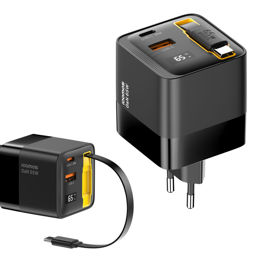 아이코모스 릴타입 초고속 GaN PD 65W C타입 2포트 충전기