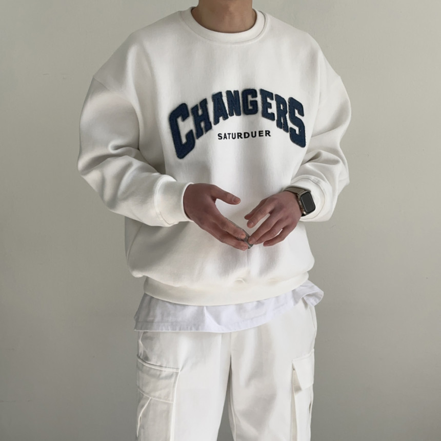 2컬러 오버핏 맨투맨