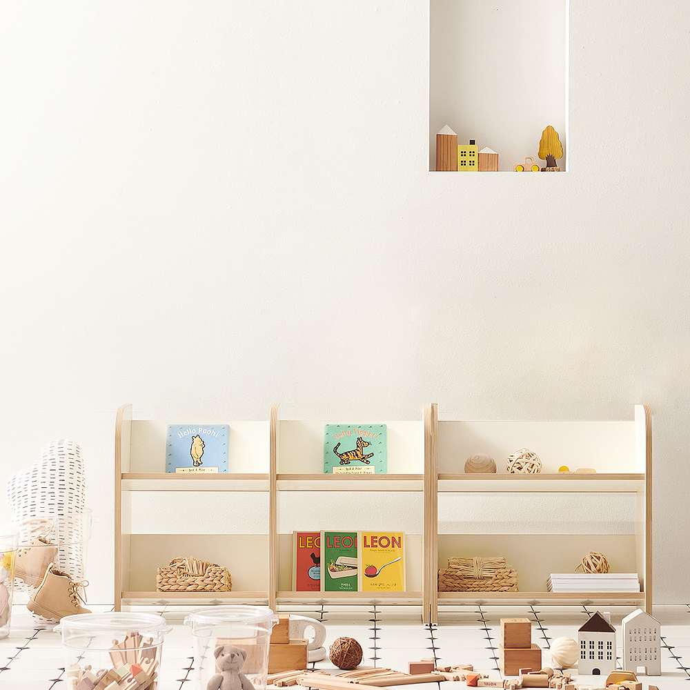 2단 책장 멜로우 전면 책장 교구장 아기 어린이 600x260x580mm, 2단, 아이보리