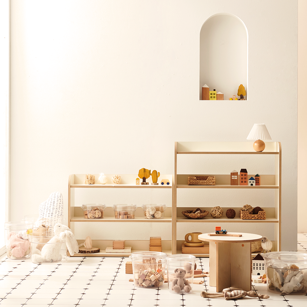 3단 교구장 멜로우 전면 책장 교구장 아기 어린이 832x260x900mm, 3단, 아이보리