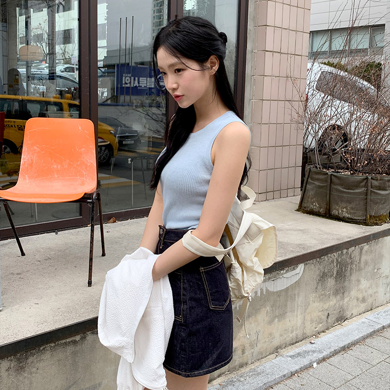 루틴 논페이드 생지 데님 미니 스커트 sk7221 - 상세 이미지 3