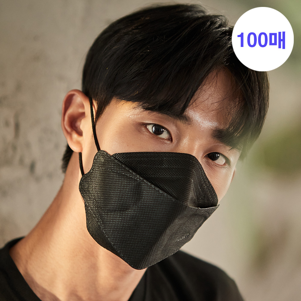 메디케이알 케어핏 입체형 KF94 대형 100매 황사마스크 멜랑블랙
