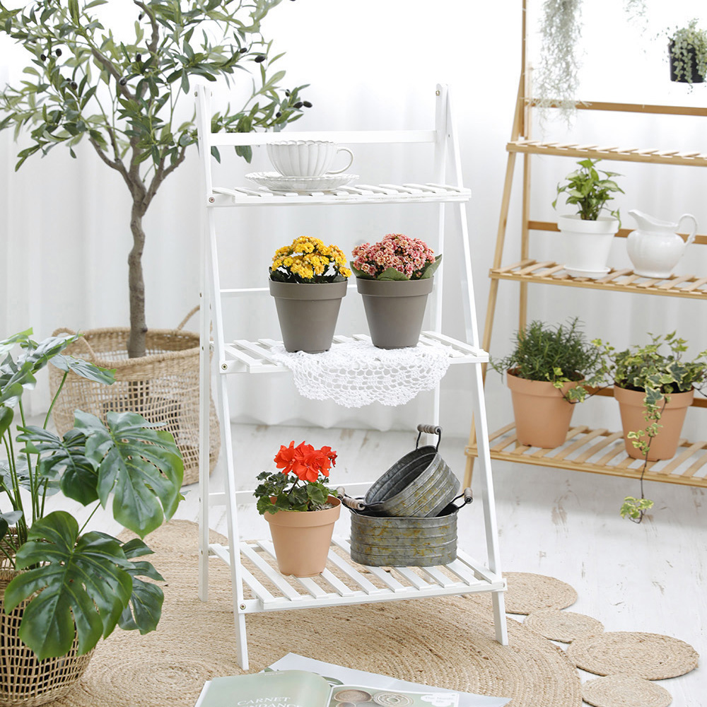홈앤가든 원목 베란다 다육이 식물 화분 선반 행거 정리대 스탠드 2단 선반 50cm - 상세 이미지 4