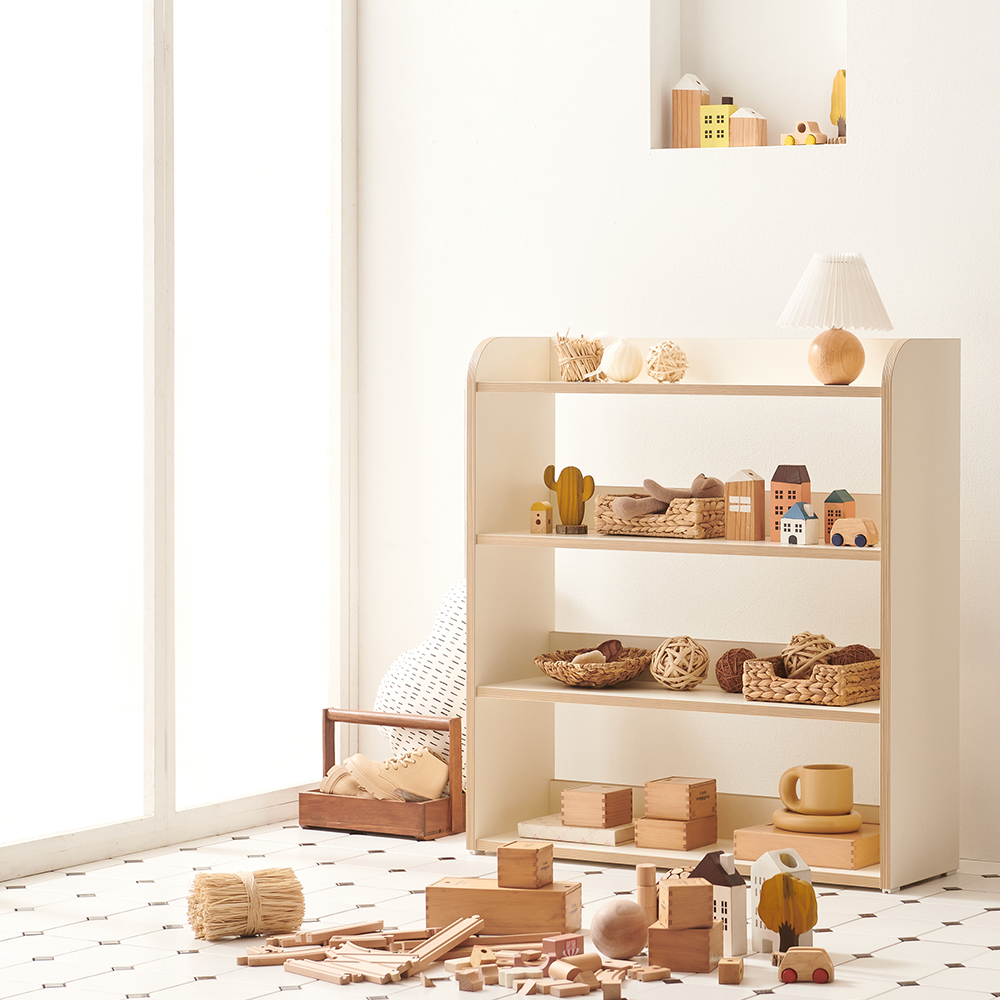 3단 교구장 멜로우 전면 책장 교구장 아기 어린이 832x260x900mm, 3단, 아이보리