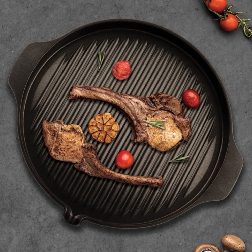 코지구이팬 원형 고기 불판 업소용 가정용 삼겹살 구이판 33cm