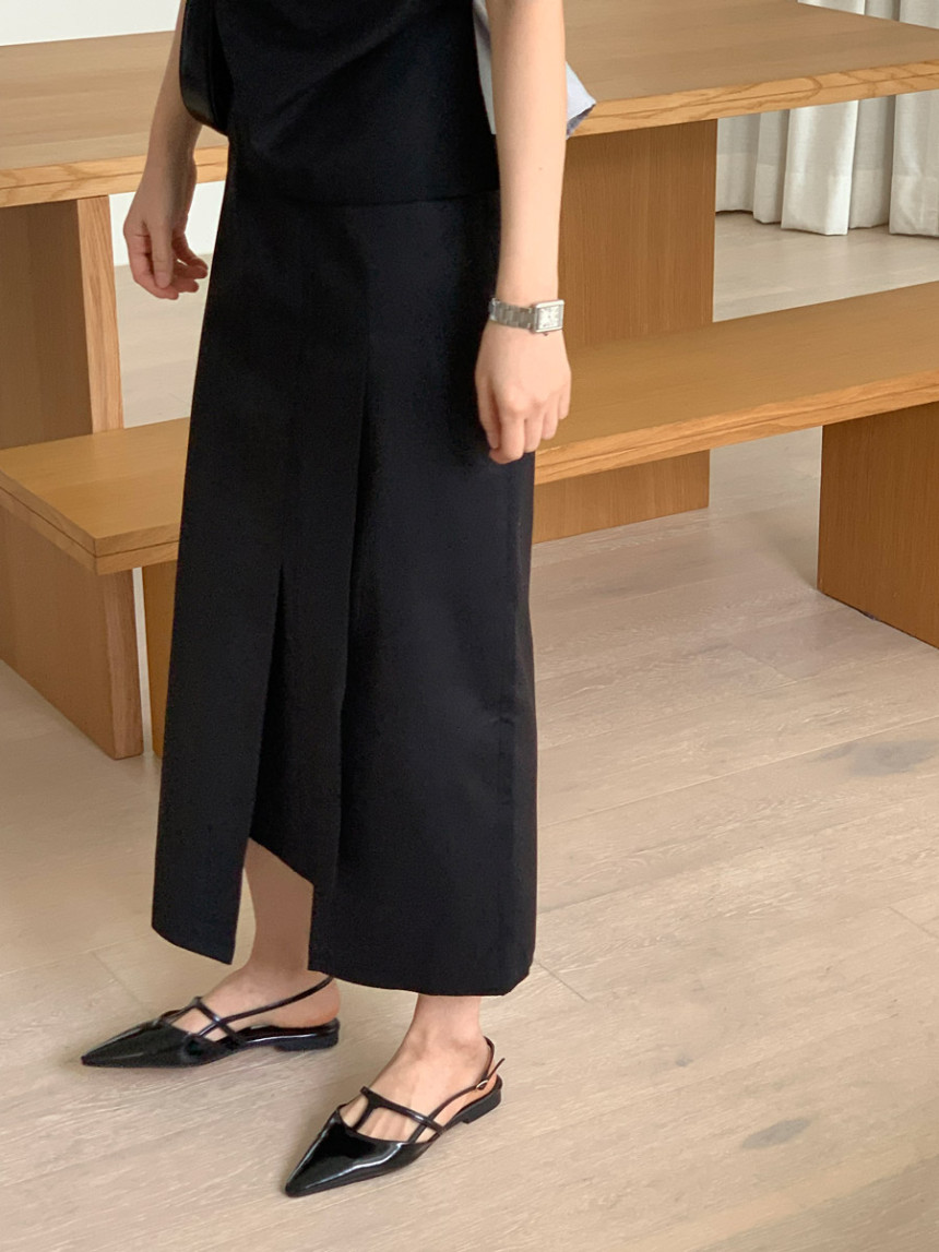 타티아 언발 투핀턱 백슬릿 H라인 롱 스커트 2color 상세 이미지 65