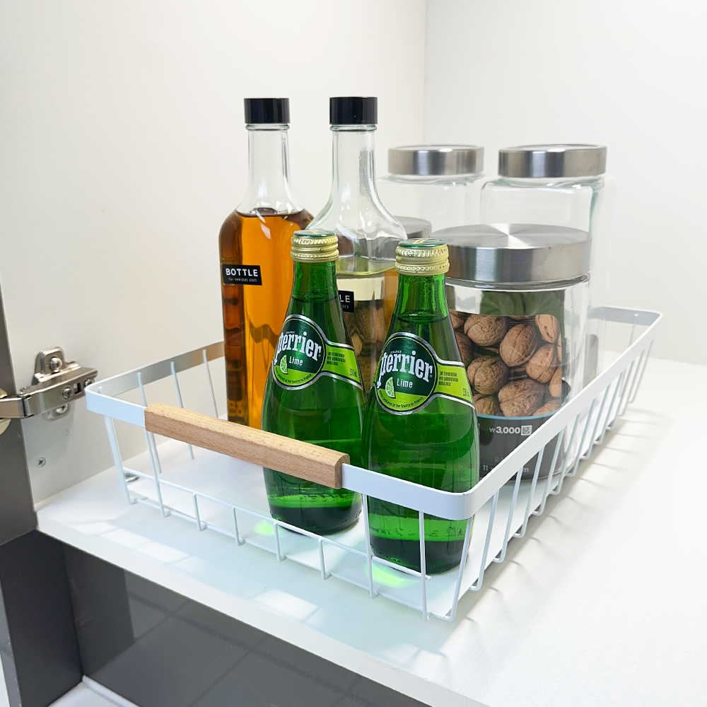 슬라이딩 주방 선반 슬라이드 레일 선반 양념통 싱크대 하부장 정리 기본형