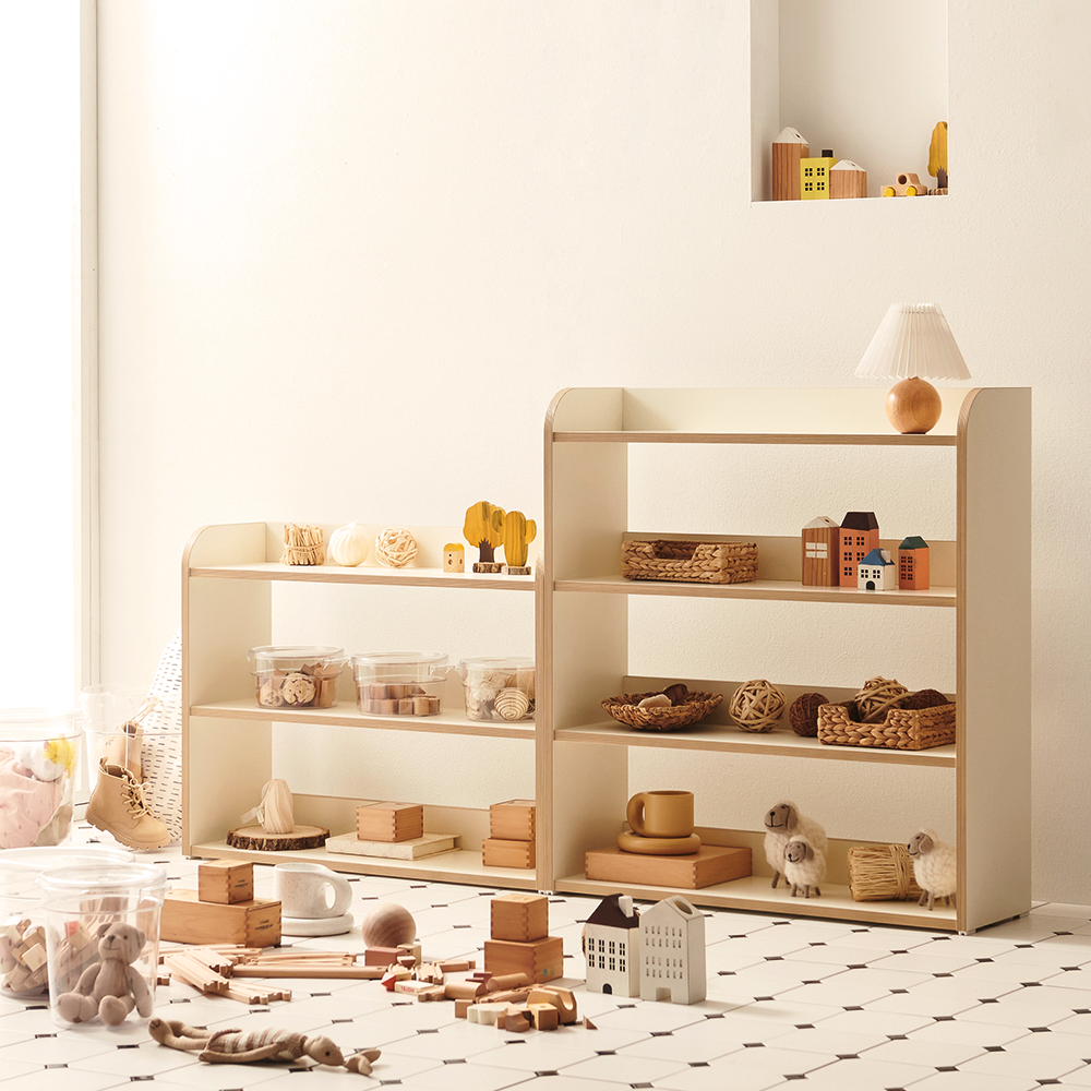 2단 교구장 멜로우 전면 책장 교구장 아기 어린이 832x260x630mm, 2단, 아이보리