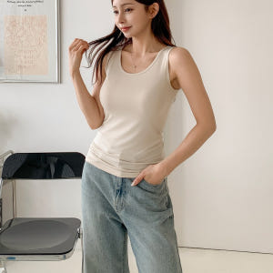 로라벨 캔시 여성 나시 이너 티 레이어드 뷔스티에 여름 기본 티셔츠 탑 착용 후기 | 사이즈/핏 총정리 - 상품 이미지 3