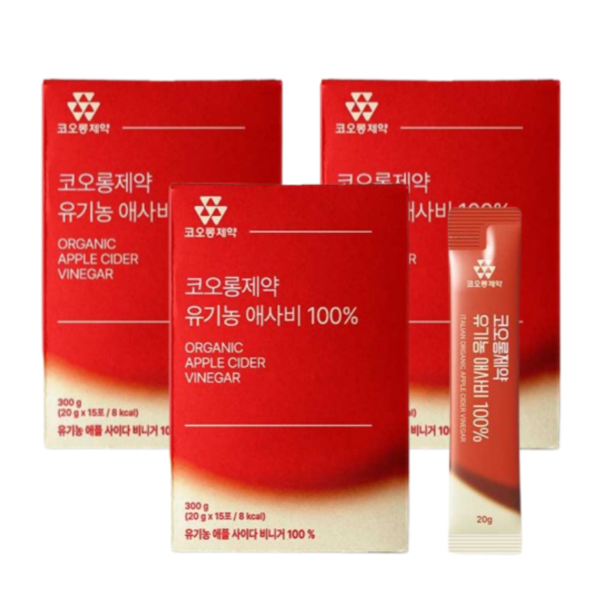 코오롱제약 유기농 애사비 100% 20gx15포x3박스 첨가물X 이탈리아산 사과 - 상품 이미지
