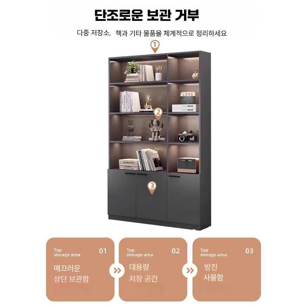 J2K 홈 책꽂이 벽면 모던 책장 유리 수납장 바닥형 60cm 2문 흰색 (유리X) - 상세 이미지 5
