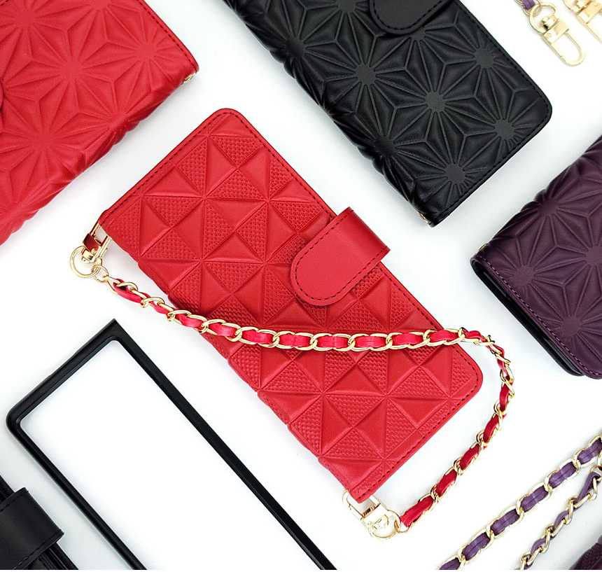 가죽 지갑 카드 수납 스트랩 케이스 레드, 갤럭시Z 폴드5 - 상세 이미지 3